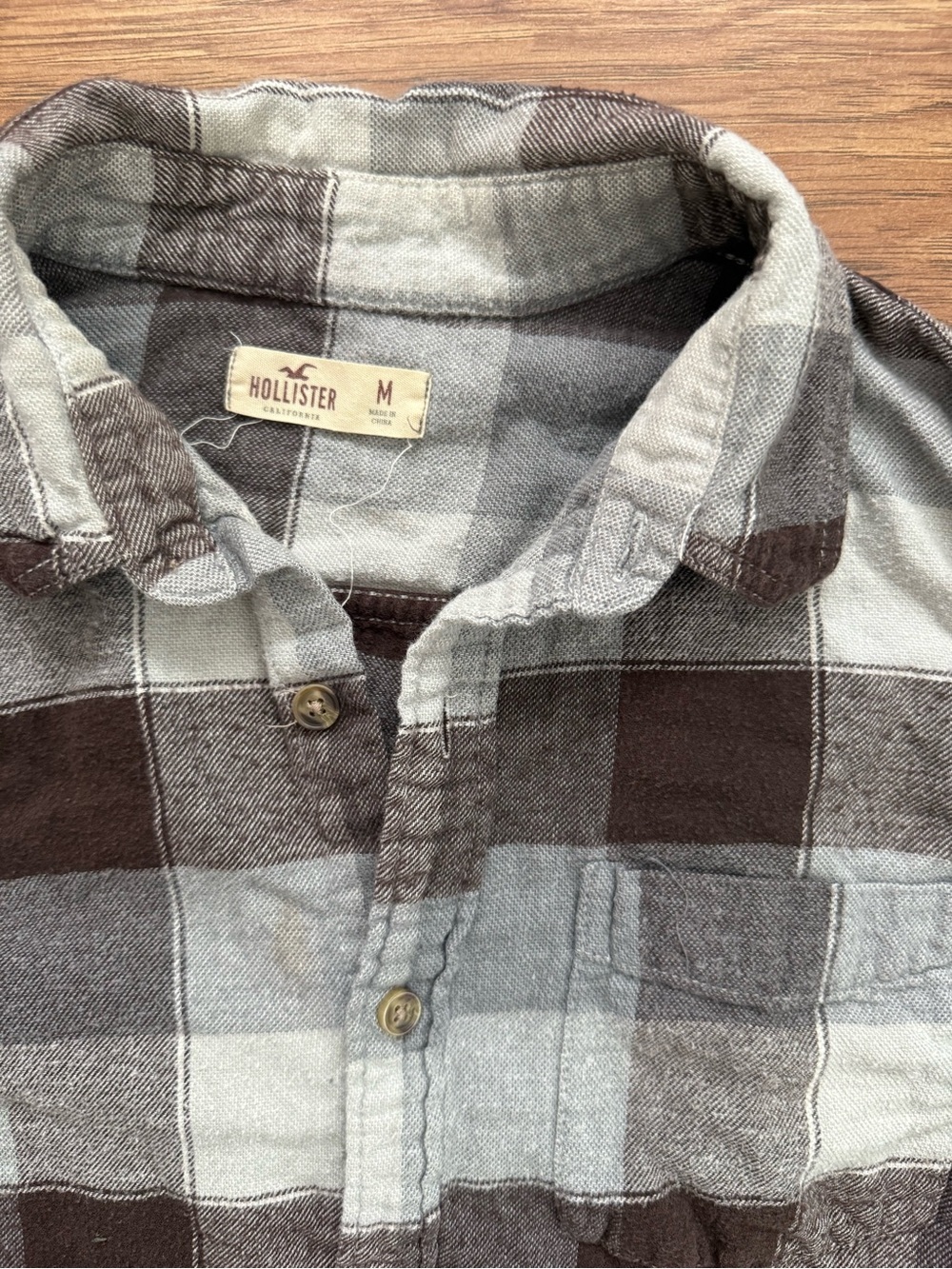 Hollister Brown and Gray Plaid Button-Down Shirt - Picture 3 of 8